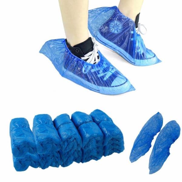 100Pcs Disposable Shoe Covers Disposable Plastic Thick Outdoor Rainy Day Carpet Cleaning Shoe Cover Blue Waterproof Shoe Covers