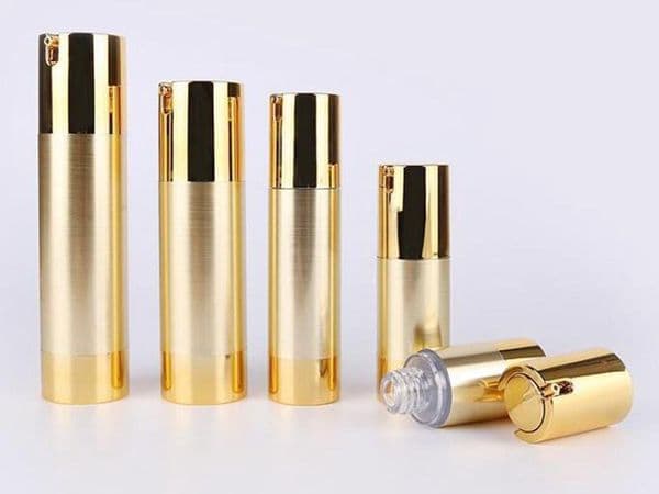 wholesale 15ml 30ml 50ml Gold/silver Empty Cosmetic Airless Bottle Portable Refillable Pump Dispenser Bottles For Travel Lotion