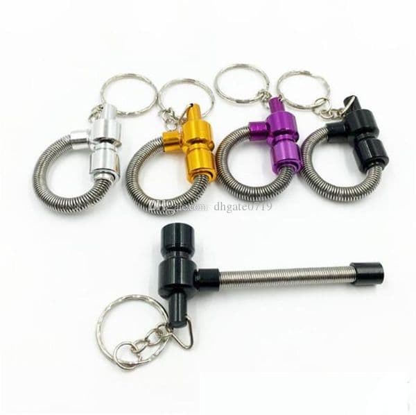 mini portable colorful Spring bendable Smoking Accessories Mini Smoke Tube Metal Tube Smoking Pipe Mini Aluminum Tobacco Keychain tube