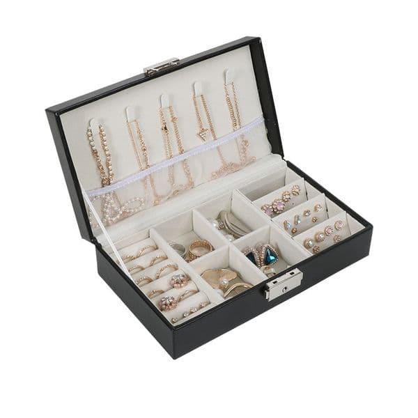 Multi-function Jewelry Organizer For Women Pu Leather Jewelry Display Box With Lock For Earrings Bracelets Necklaces Rings T190629
