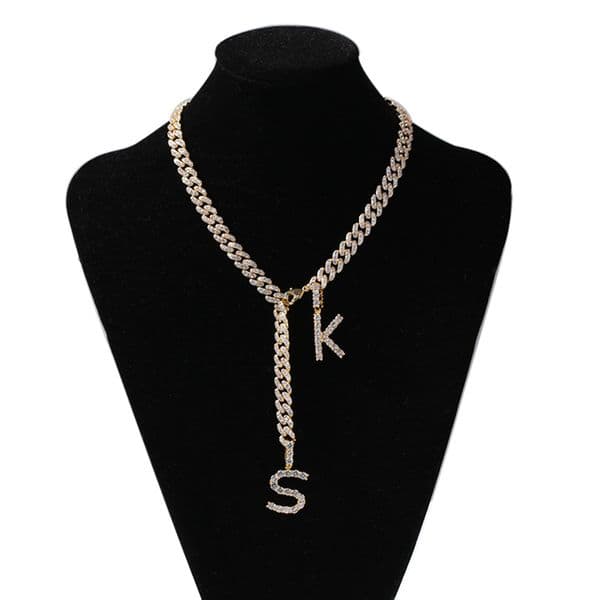 Men Hip Hop Necklace Yellow White Gold Plated Full CZ Cuban Chains Letters Pendant Necklace for Men Women Nice Gift