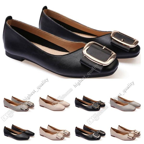 ladies flat shoe lager size 33-43 womens girl leather Nude black grey New arrivel Working wedding Party Dress shoes Twenty-five