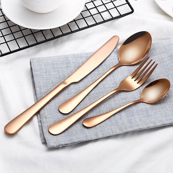 4Pcs/Set Stainless Steel Dinnerware Elegant Flatware Cutlery Set Dinner Knives Spoons Forks Tableware For Home Kitchen Restaurant 0426 B2