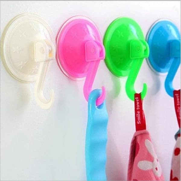 Wholesale- 4Pcs/Lot Removable Bathroom Kitchen Wall Strong Suction Cup Hook Vacuum Sucker Random Colors