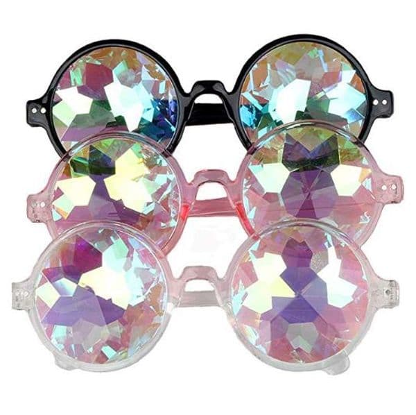 Disco Kaleidoscope Glasses Rainbow Crystal Lenses Prism Diffraction Glass Eye wear holiday Dance punk Goggles Party Event favors