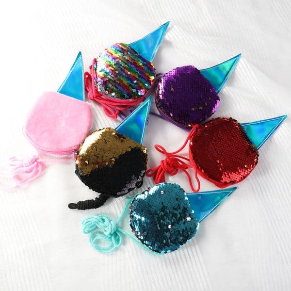 Mermaid Sequins Ice Cream Coin Bag Mini Wallet Zipper Purse Change Pocket Shoulder Bag Gift for Kids Girls