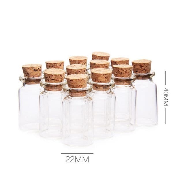 7ML Clear Small Cute Mini Cork Stopper Glass Jars Containers Mini Wishing Bottle Glass Craft WB159