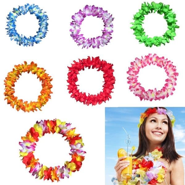 Hawaiian Hula Leis Festive Artificial Silk wer Necklace Wreaths Wedding Beach Party Garland