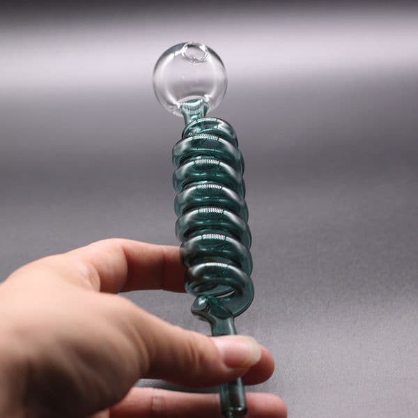 Multi-colors Curved Glass Oil Burner Smoking Pipes 9cm length 1.5cm Diameter ball Balancer Water Pipe