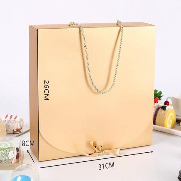 31cmx26cmx8cm Large Gold Gift Box With Rope Scarf clothing Packaging Color Paper Box with ribbon Underwear packing box