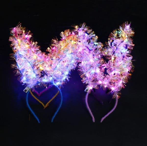 LED Bunny Ear Headband Light Up tassel Hairband kids Adult Wedding Halloween Christmas Birthday Party Glow Decoration favor SN4530