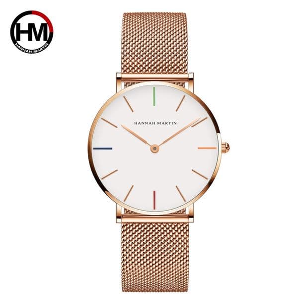 Japan Quartz Movement High Quality 36mm hannah Martin Women Stainless Steel Mesh Rose Gold Waterproof Ladies Watch Dropshipping CX200725