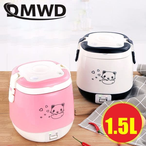 2026 New Dmwd 1.5L Mini Electric Rice Cooker Portable Cooking Steamer Ltifunction Food Container Soup Pot Heating Lunch Box 1-3 People C1904
