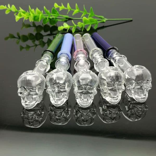 Two round double color skull bone straight pot Hot selling in Europe and Americaglass pipe bubbler smoking pipe water Glass bong