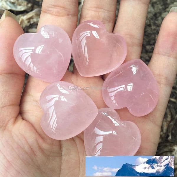 Natural Rose Quartz Heart Shaped Pink Crystal Carved Palm Love Healing Gemstone Lover Gife Stone Crystal Heart Gems
