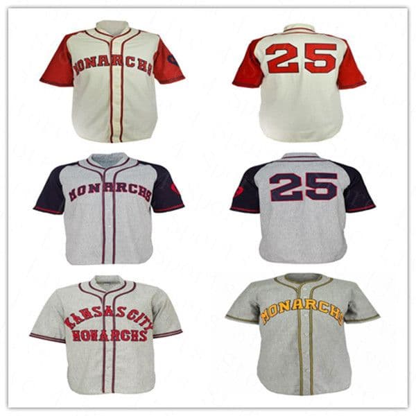 Custoom 1942 Retro Kansas City Monarchs Jerseys Baseball Team Grey Cream Stitched Shirt Size S-4XL