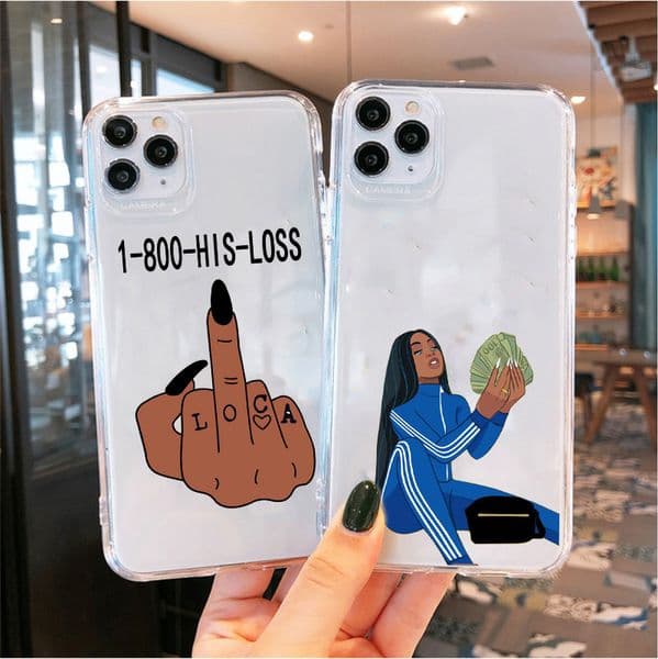 MAKE MONEY Not Friends Kash Afro Black Girl Phone Case For iPhone 12 11 Pro XR X XS MAX SE 2020 7 8 6Plus Clear Silicone Coque