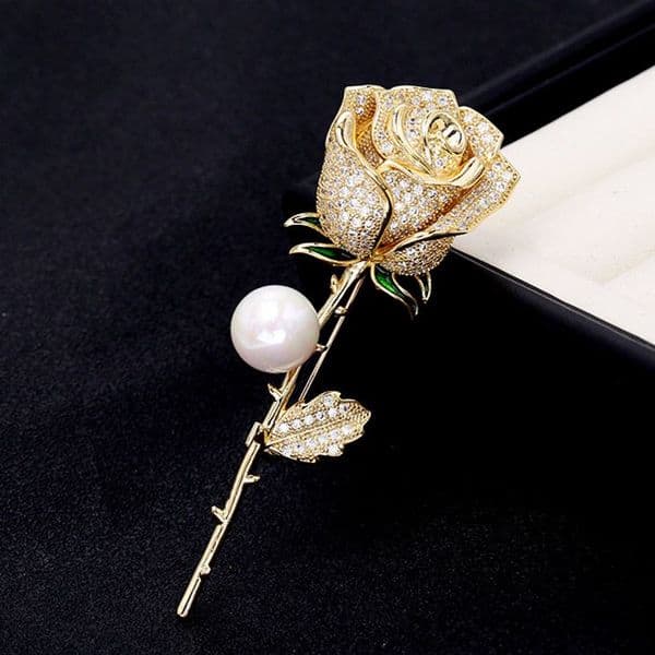 Unisex Men Women Brooches Gold Plated Full Rose Brooches for Men Women Suit Lapel for Party Wedding S260523