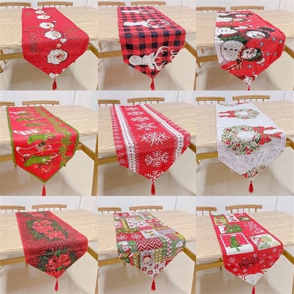 Christmas Table Cloth Santa Claus Banquet Home christmas Decoration Embroidered Xmas Table cartoon Cover Table Cloth T2I51306