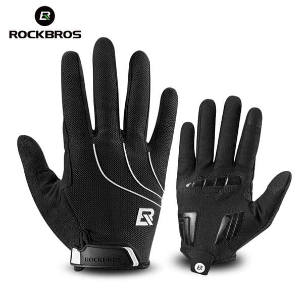 ROCKBROS Full Finger Windproof Cycling Riding Bicycle For Men Women Bike Gel pad Sport Shockproof Gloves 201022