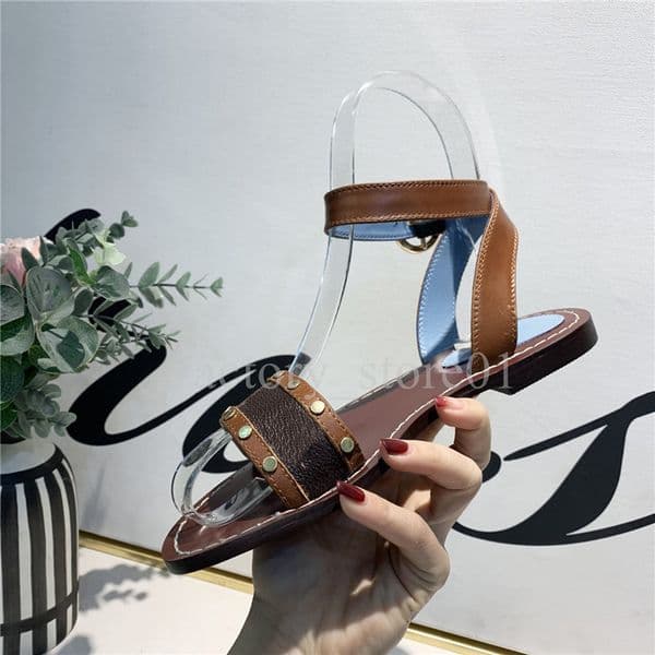 2021 Women Sandals Summer Flats Sexy Ankle Flower Print Gladiator Sandals Women Casual Slides Shoes Designer Ladies Beach Sandales Dames