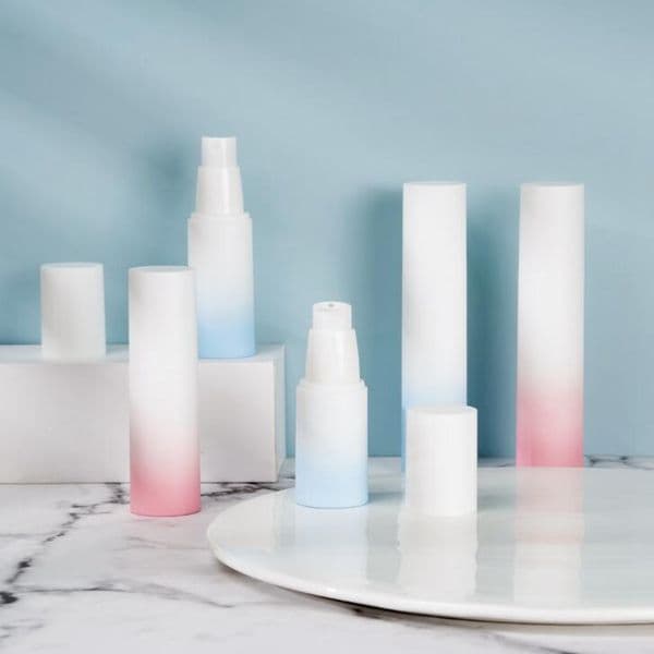 20ml 30ml 50ml white gradient color press-packed plastic emulsion spray airless bottle