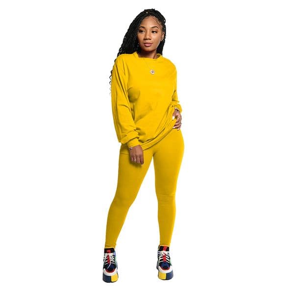 2020 Autumn And Winter Sweater two piece set women O-neck Top + Long Pants Sweatshirt tracksuit Outfit Sportsuit Solid Color T200826
