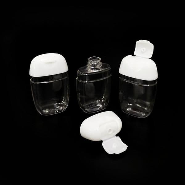 wholesale 30 ml Hand sanitizer plastic flip petg small sample pack bottle portable hook Jars Portable Key Ring Clear
