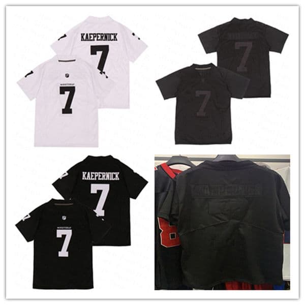 Men # 7 Colin Kaepernick Icon 2.0 Jersey True to IM WITH KAP #IMWITHKA Football Sticthed Jerseys Black White