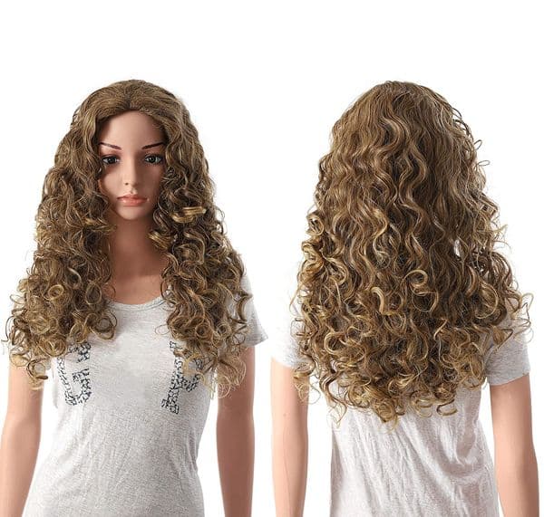 Long Hair Curly Wavy Full Head Halloween Wigs Cosplay Costume Party Hairpiece (1#-Black)