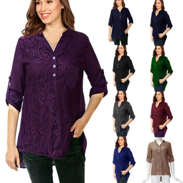 2021 European fashion solid color V-neck long sleeve lace slim shirt red gray green black blue support mixed batch