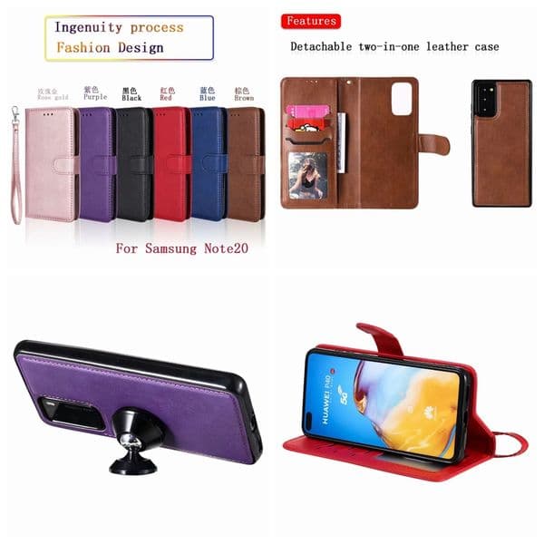 2 IN 1 Leather Wallet Cases For Iphone 17 Air 16E 16 15 14 Plus 13 Pro Max 12 11 X XR XS 8 7 6 2in1 Removable Detachable Magnetic ID Card Slot Flip Cover PU
