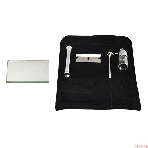 Leather Tobacco Pouch Bag+Snuff Snorter Bullet Tool Sniffer Straw Hooter Pouch Bag Pipe Smoking Set