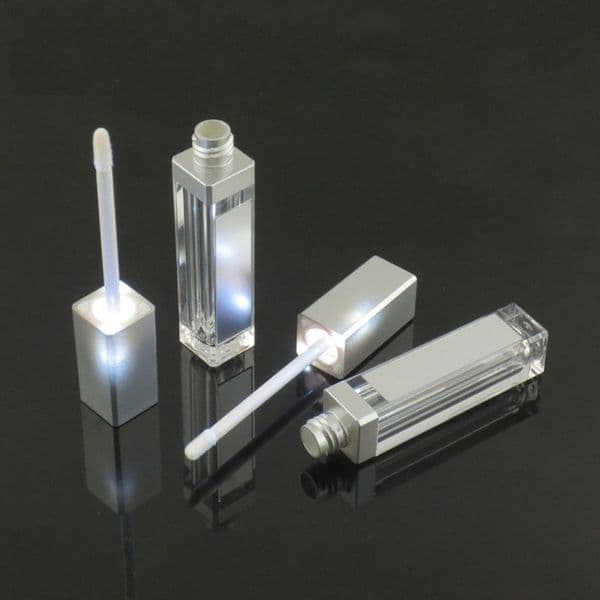 7ml Empty Makeup DIY Lip Gloss Bottle Square Lip Gloss Tube with LED Light Mirror WB2528