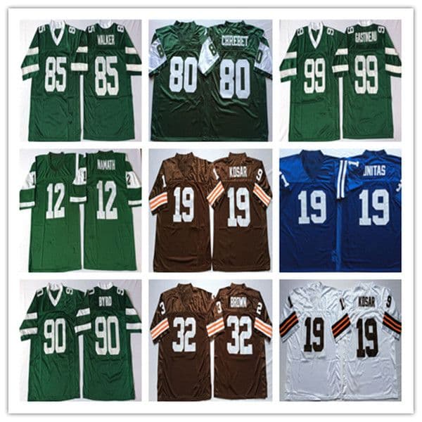 Men's Vintage Joe Namath Joe Klecko Curtis Martin Mark Gastineau Dennis Byrd Wesley Walker Jim Brown Bernie Kosar Johnny Unitas MN Jersey