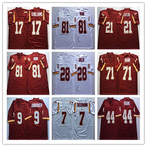 American Throwback Football Jersey Sean Taylor Sonny Jurgensen Russ Grimm Sam Huff Sammy Baugh Joe Theismann Art Monk John Riggins Russ Grimm Retro Shirt