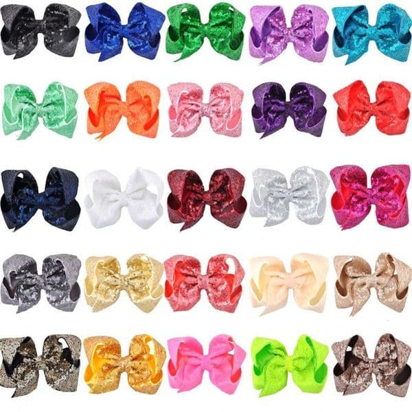 New 25 color 6 inch Girls Embroideried Sequin Hair Bows With Alligator Clips Colorful Hairpins Shinny Barrette hair clips Hair Accessories M260311