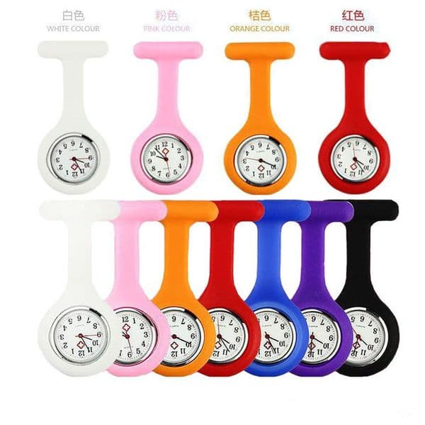 100pcs Promotion Christmas Gifts Colorful Nurse Brooch Fob Tunic Pocket Watch Silicone Cover Nurse Watches Party Favor DHL