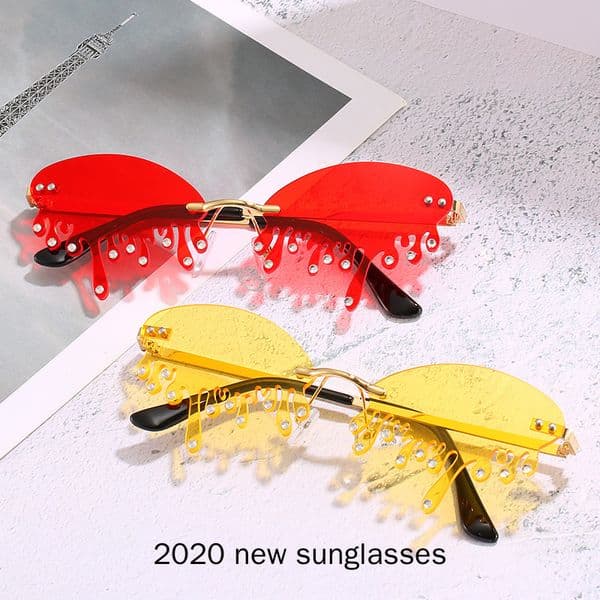 Sunglasses Funny Womens Shades Fashion Rimless Women 2021 Vintage Tears Sun Glasses Men Candy Colors Eyewear UV400 NX