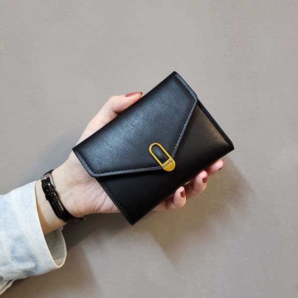 ins new love European and American simple designer women's wallet women short three-fold small purse women's coin purse card bag wallet