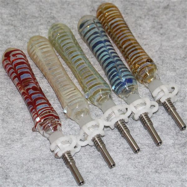 Hookah glass nectar pipe kit 10mm with quartz nail titanium tip dabber dish ashcatcher bong glass pipes