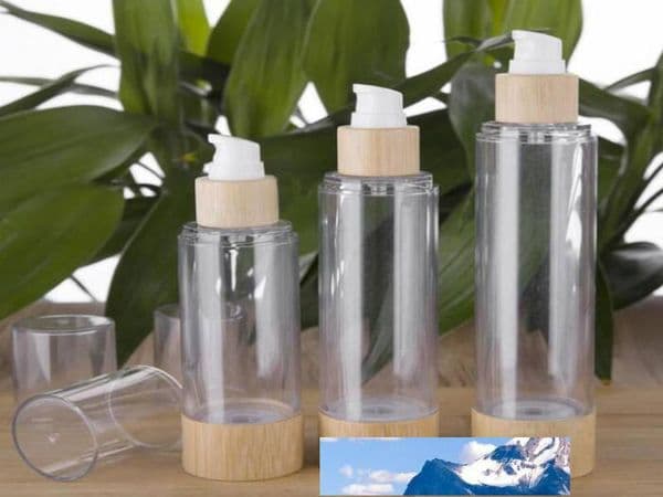 Bamboo Cosmetic Packaging Bottle 20ml 30ml 50ml 80ml 100ml 120ml Empty Airless Vacuum Pump Bottles for Makeup Cream Serum Lotion Skin Care