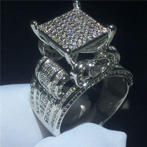 Vintage Heart shape Promise Ring Simulated Diamond cz 925 Sterling Silver Engagement Wedding Band Rings for women men Jewelry