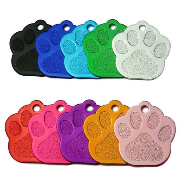Wholesale 100Pcs Custom Dog Tags Personalized 3D Pet Dog Collar Accessories Engraved Cat Puppy ID Tag Paw Name tag Pendant plate 201126