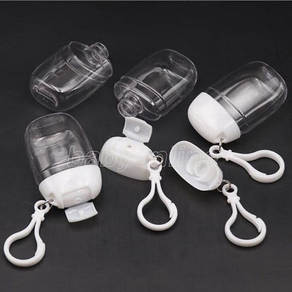 Hot 30ML Hand Sanitizer With Key Ring Hook Clear Transparent Plastic Refillable Containers Travel Bottle FY4643 FY5237 JY26