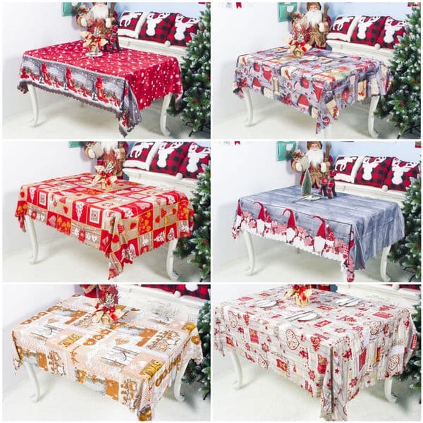 New 7Styles Christmas Tablecloth Christmas Cartoon Polyester Tablecloth Washable Party Decoration Table Cloth 150*180cm Good Quality