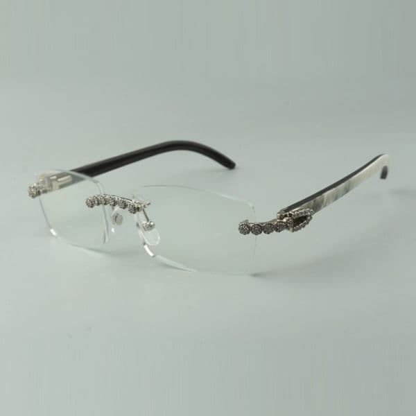 2022 natural mixed buffalo horns glasses frame 3524012 with luxury bouquet diamonds for unisex, size: 56-36 -18-140mm
