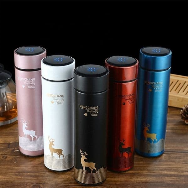 500ml Smart Thermos Bottle Christmas Touch Temperature Display Stainless Steel Thermos Water Tea Separation Thermos Cup 201204