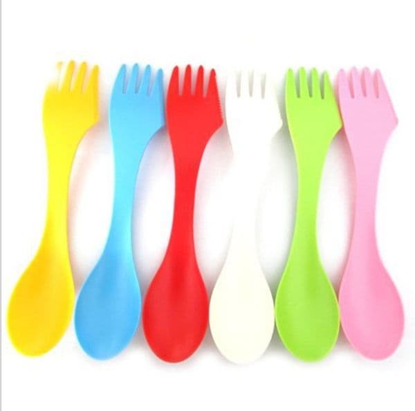 Spoon Fork Knife Plastic Travel Cutlery Sets Camping Utensils Spork Combo Gadget Flatware 3 In 1 Dinning Tool B2