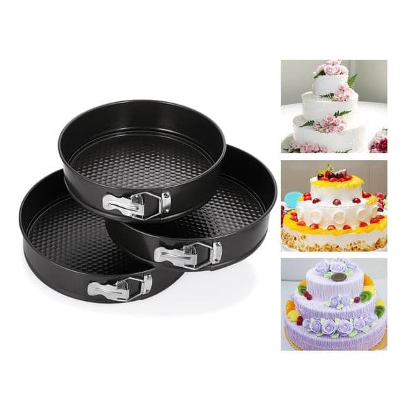 3PCS/set Nonstick Spring Pans Bakeware Round Shape Cake Molds Removal Bottom Bake Cooking Circle Mold Cake Decoration Baking Tools
